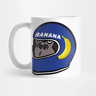 Gorilla wearing an old racing car helmet Mug